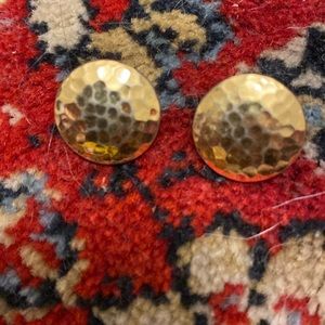 Vintage Monet gold tone hammered clip on earrings